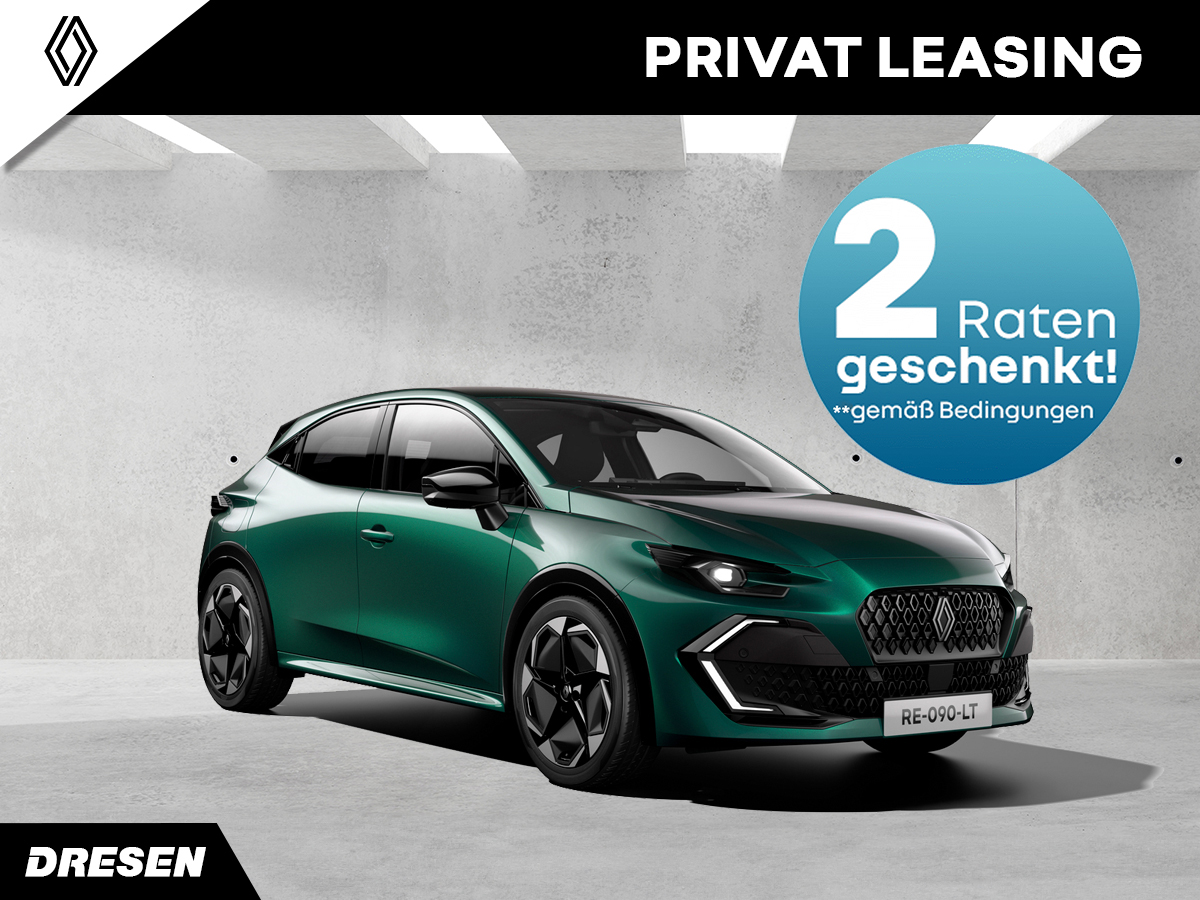 grüner Renault Clio vor Betonwand + Störr 