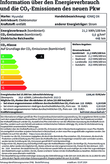 Pkw-Label Hyundai IONIQ 5N [Bestellfahrzeug]