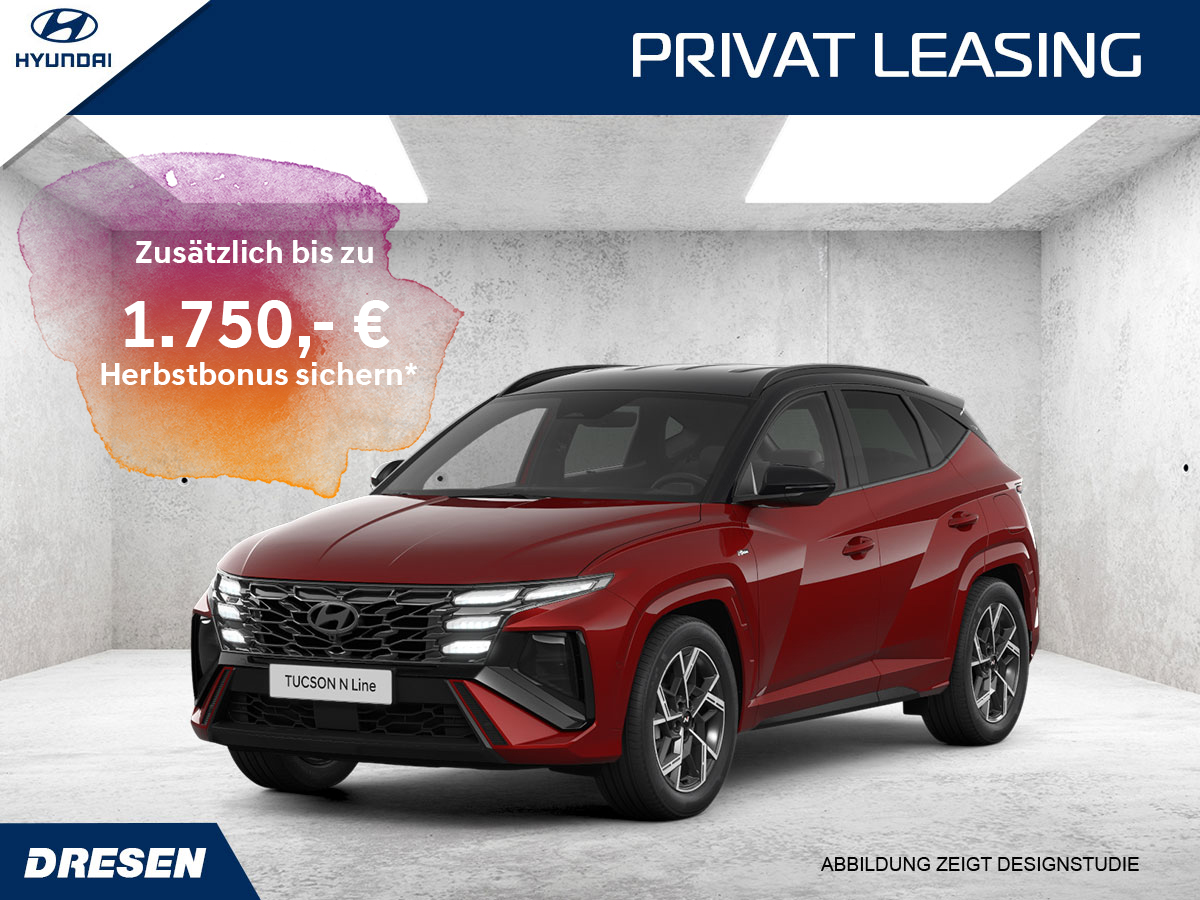 Tucson-Facelift-rot-Privatleasing Kopie Tucson Rot vor Betonwand + Störer Herbstbonus