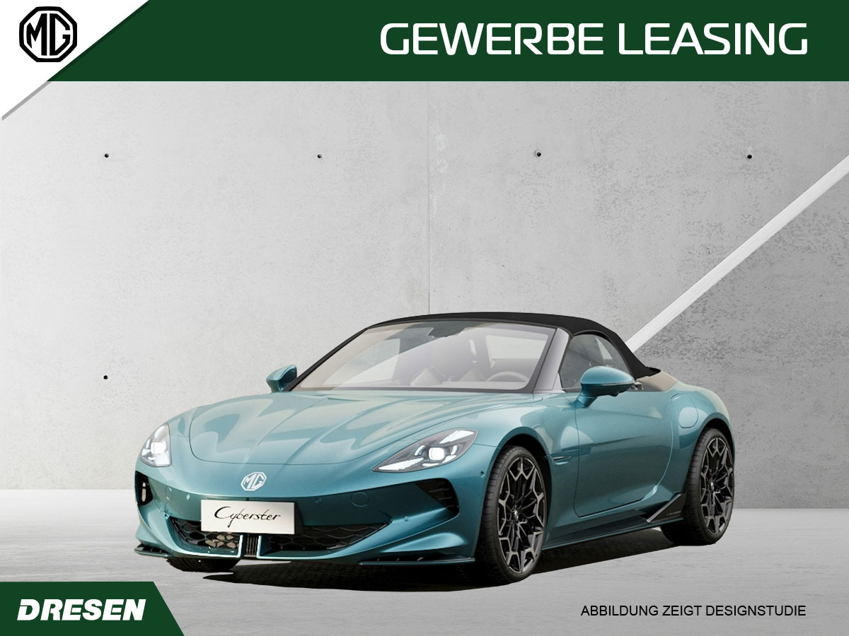 MG Cyberster, Graues sportliches Elektrofahrzeug, Links vorne Ansicht, Gewerbe Leasing