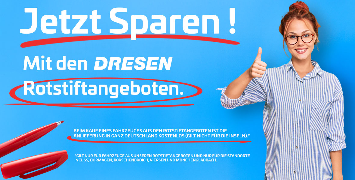 Es wird auf die Rotstigtangebote hingewiesen. Jetzt sparen ist die Aussage und eine Dame zeigt Daumen hoch.