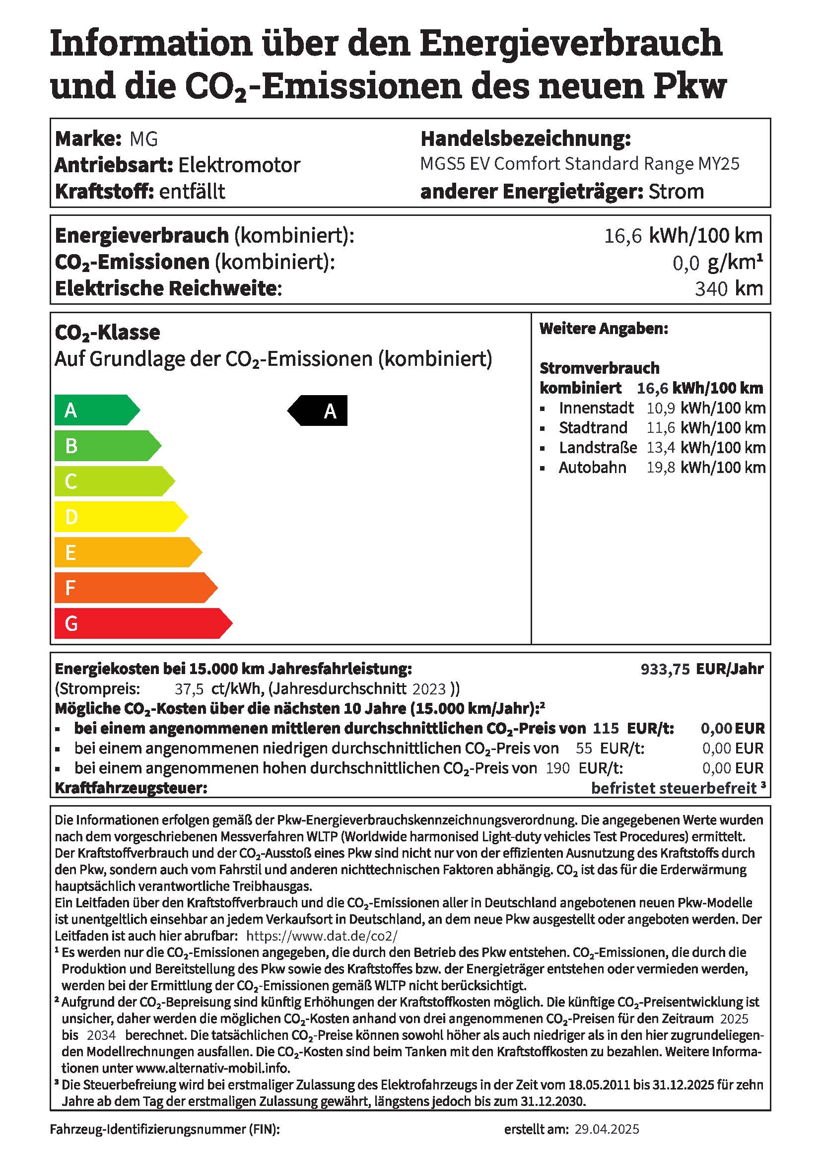 PKW Label MG S5