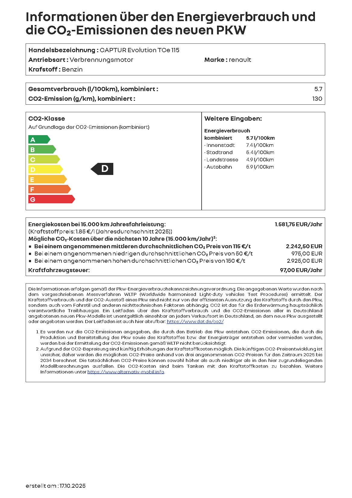 PKW Label Captur 115