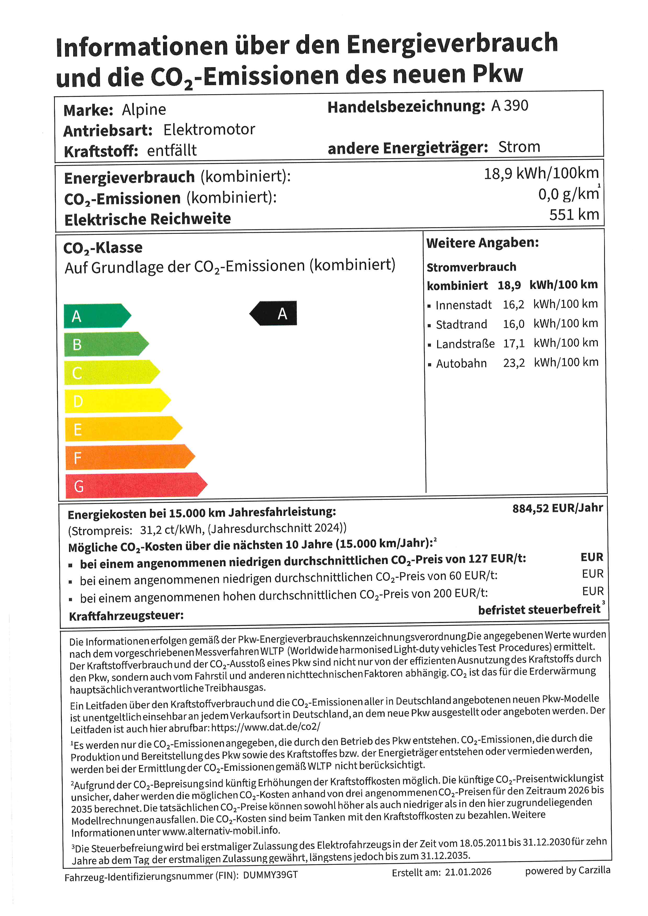 PKW Label Alpine A390