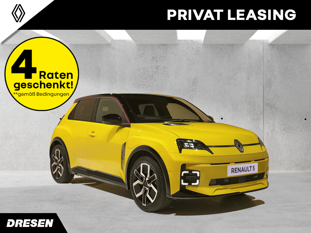 gelber Renault 5 + Störer 4 Raten