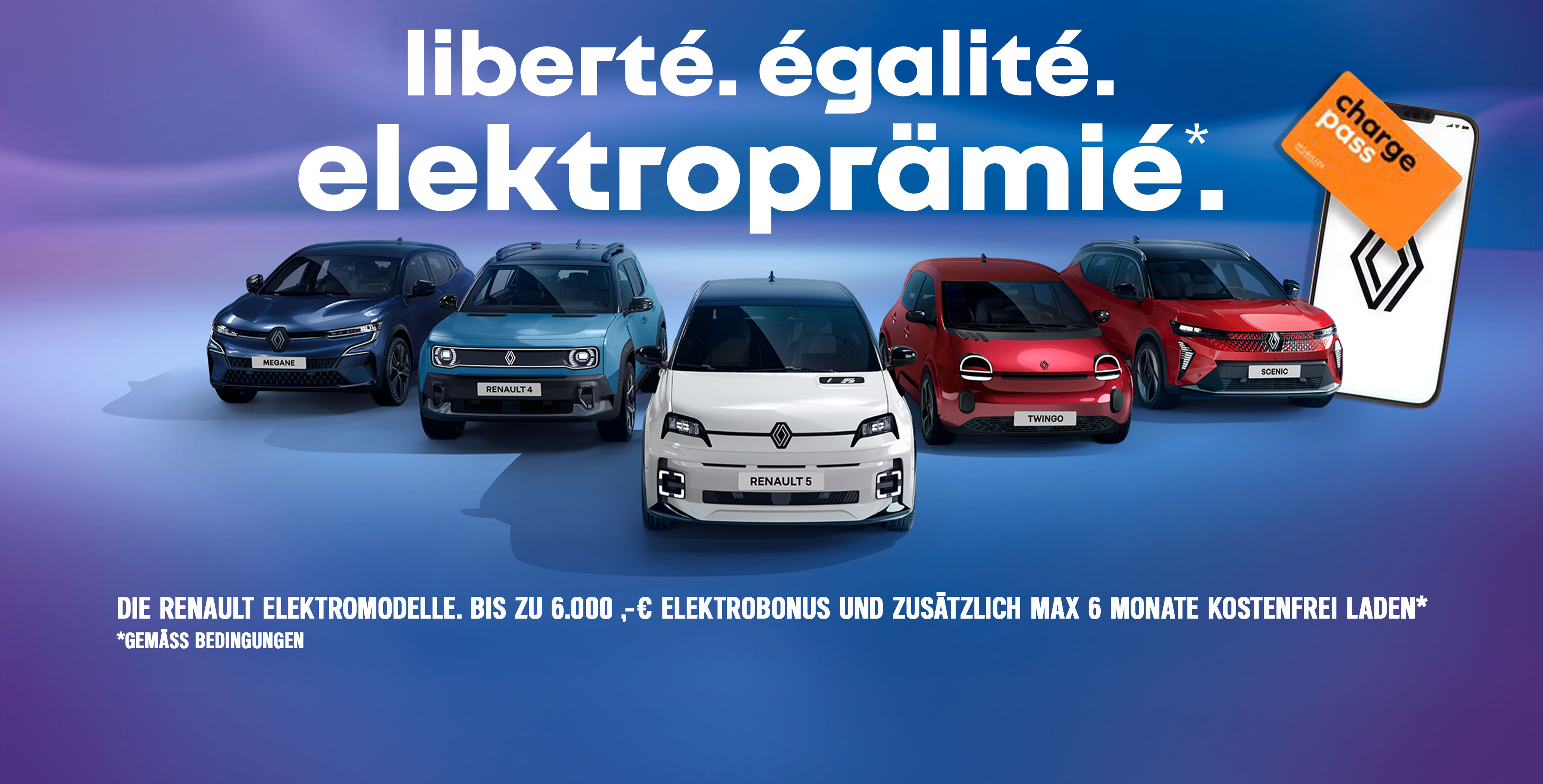 Renault elektrorange mit handy und Charge Pass Karte