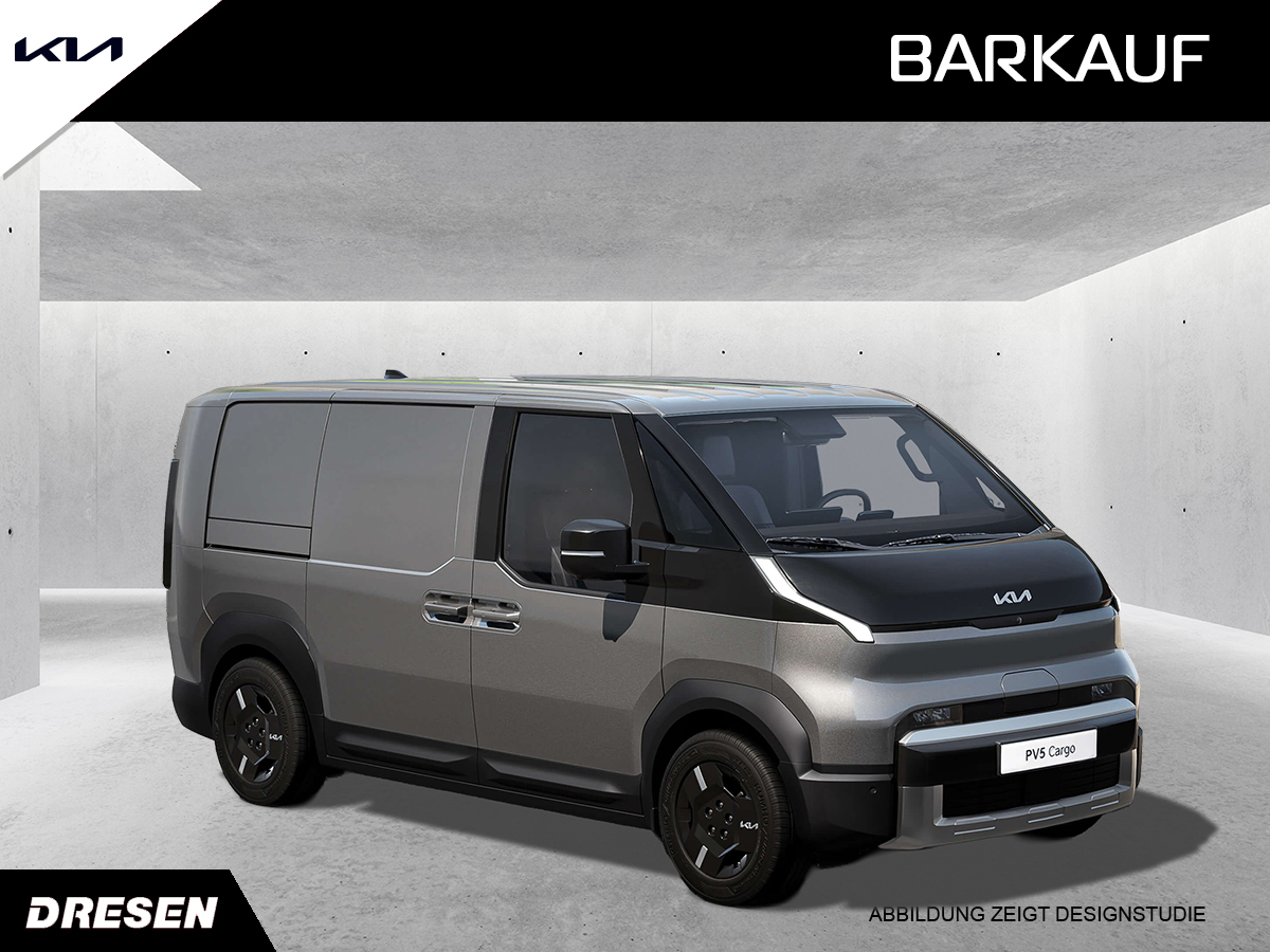 Kia PV5 Cargo mit Logo Kia und Dresen. Vorschau Barangebot