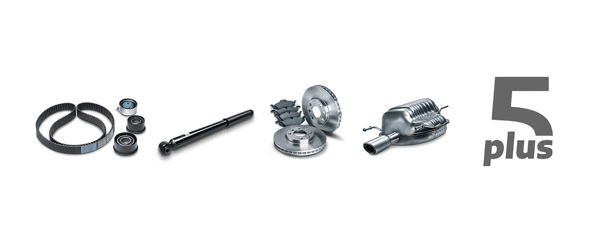 Fahrzeugersatzteile und Logo "5plus"
