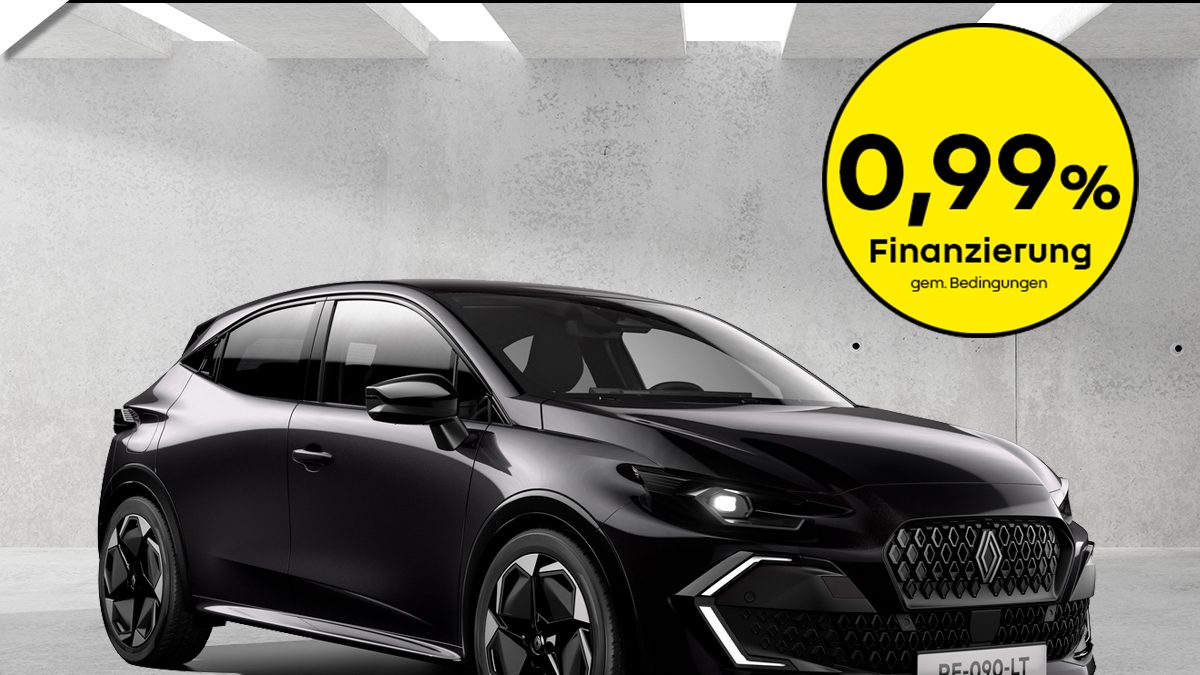 Renault Clio schwarz mit gelben Störer 0,99%