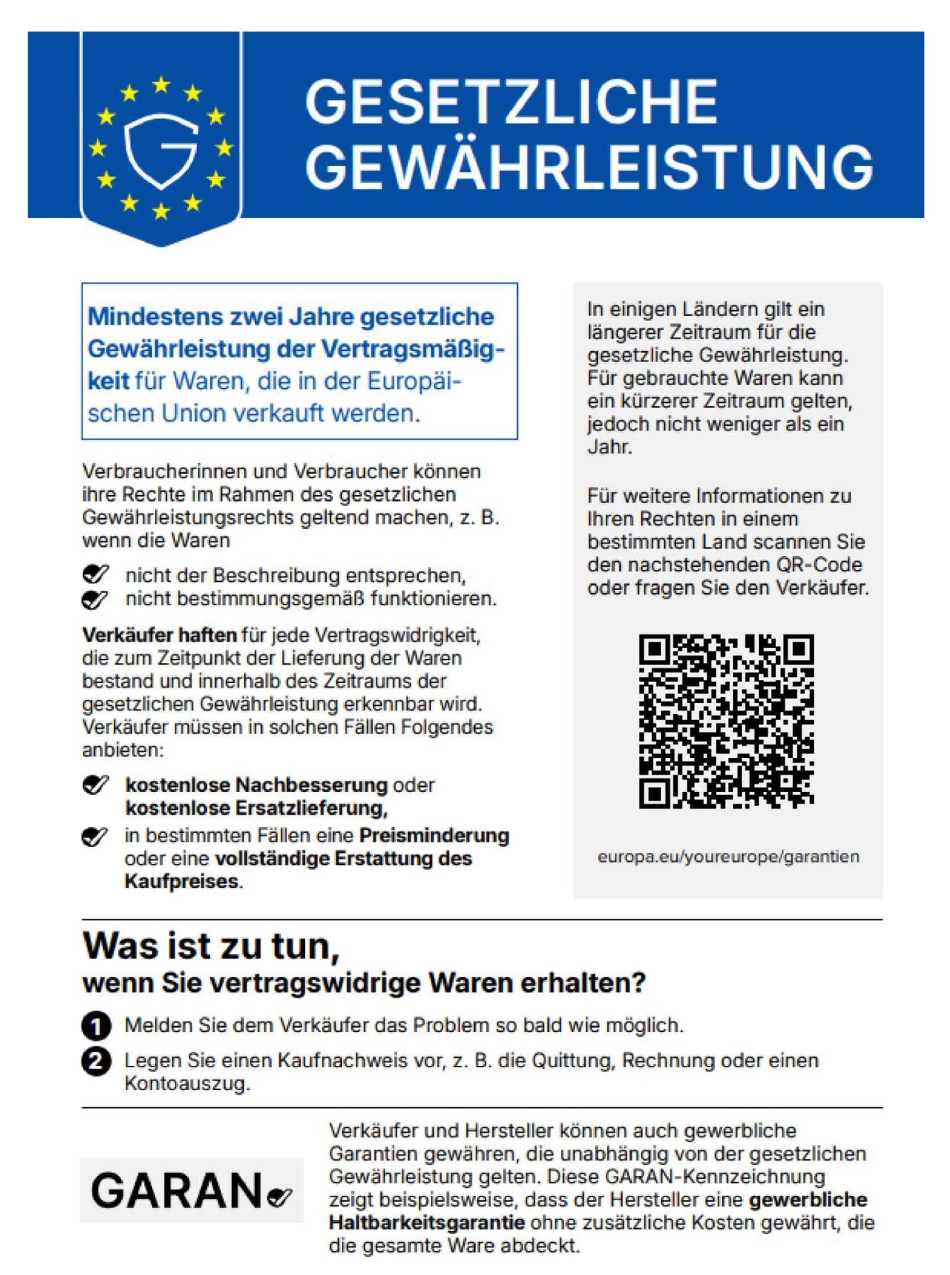 EU- Gewährleistungslabel