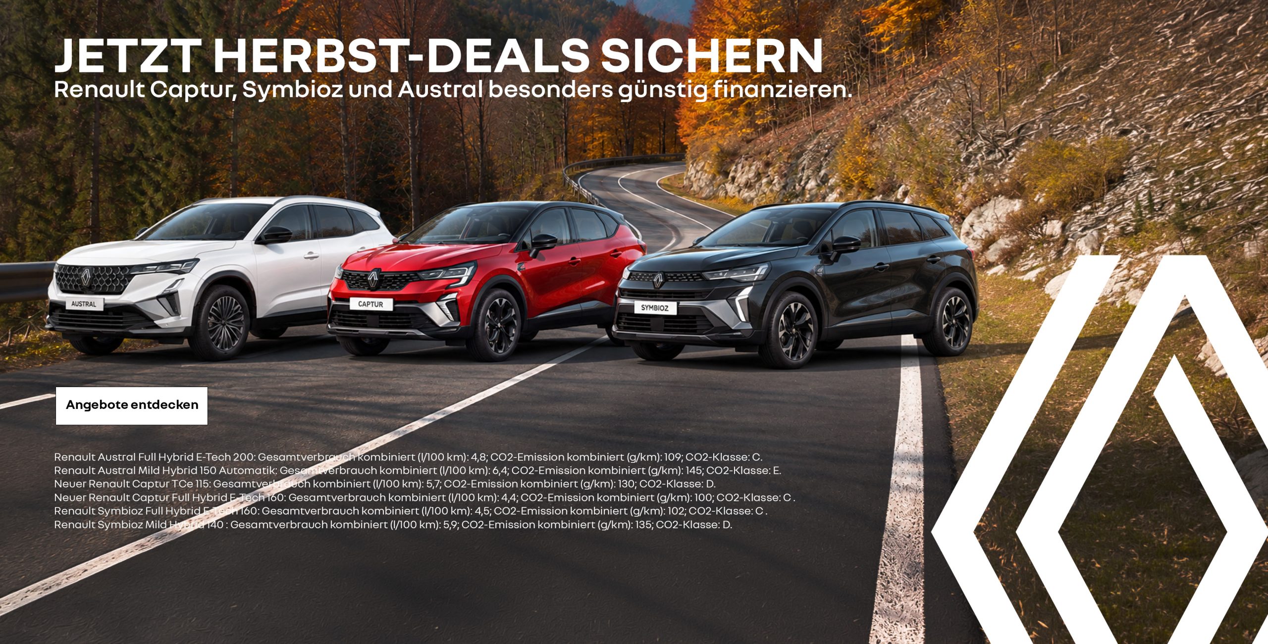 Renault Symbioz, Austral und Captur vorHerbstmotiv